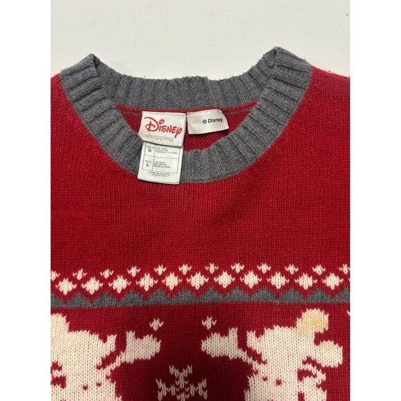 Vintage 2000s Y2K Disney Store Mickey Mouse Fair Isle Christmas Sweater Large - Picture 5 of 7
